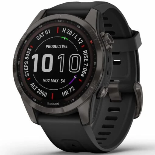 GARMIN FENIX 7S SAPPHIRE SOLAR CARBON GRAY W/BLACK BAND 22 -Uitrusting Voor Buiten 9 101771 fenix 7s sapphire solar carbon gray w black band 010 02539 25 01