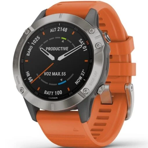 GARMIN FENIX 6 SAPPHIRE TITANE GRAY W/ORANGE BAND 21 -Uitrusting Voor Buiten 9 64859 fenix 6 sapphire gray w orange band 010 02158 14 01