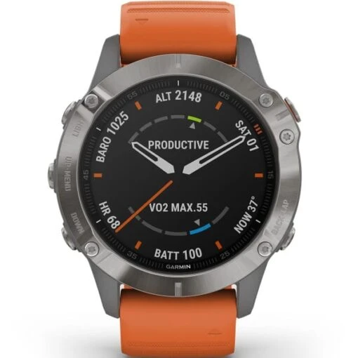 GARMIN FENIX 6 SAPPHIRE TITANE GRAY W/ORANGE BAND 21 -Uitrusting Voor Buiten 9 64859 fenix 6 sapphire gray w orange band 010 02158 14 06