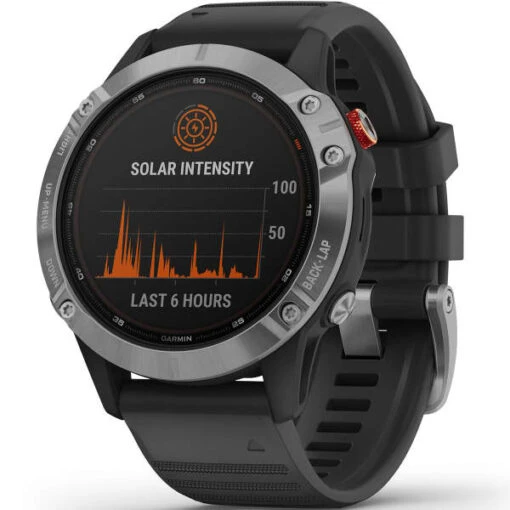 GARMIN FENIX 6 SOLAR SILVER W/BLACK BAND 21 -Uitrusting Voor Buiten 9 77617 010 02410 00 02